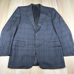 Canali For Bloomingdales Wool Lana Sport Coat Italy Windowpane 2 Button Size 38R